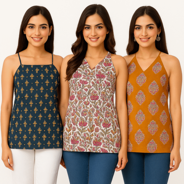 Cotton Sleeveless Tops for Women – Set of 3 | Halter Style