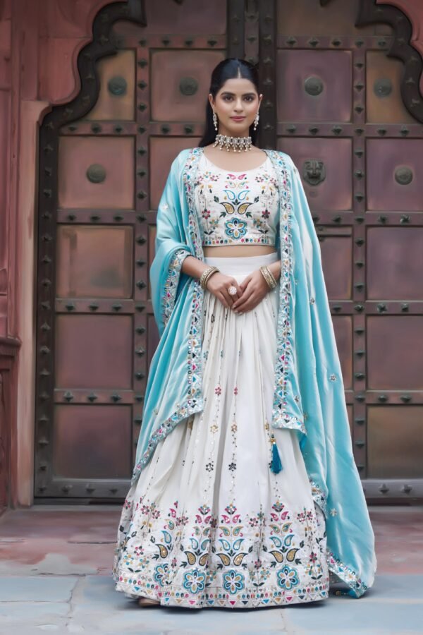 Designer Tissue Silk Lehenga Choli with Heavy Embroidery & Sequence Work